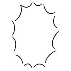 シンプルなギザギザの手描き吹き出し（白黒・単体・縦書き）