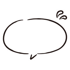 汗の記号付きシンプルでおしゃれな手描きの吹き出し（白黒・単体・横書き）