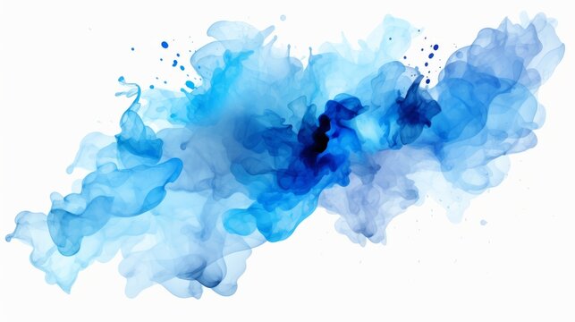 Blue splash of paint watercolor on paper. Abstract watercolor art hand paint on white background