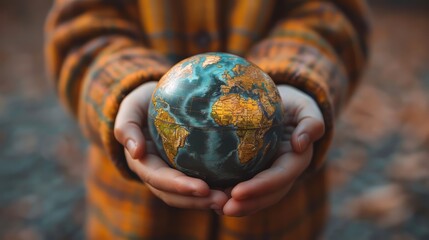 A person is holding a globe in their hands