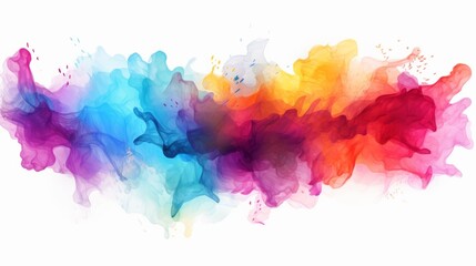 Abstract colorful multicolored colors painting illustration - watercolor splashes or stain, isolated on transparent background