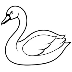 swan isolated mascot,swan silhouette,swan vector,icon,svg,characters,Holiday t shirt,black swan drawn trendy logo Vector illustration,swan line art on a white background