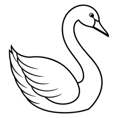 swan isolated mascot,swan silhouette,swan vector,icon,svg,characters,Holiday t shirt,black swan drawn trendy logo Vector illustration,swan line art on a white background