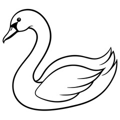 swan isolated mascot,swan silhouette,swan vector,icon,svg,characters,Holiday t shirt,black swan drawn trendy logo Vector illustration,swan line art on a white background