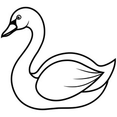 swan isolated mascot,swan silhouette,swan vector,icon,svg,characters,Holiday t shirt,black swan drawn trendy logo Vector illustration,swan line art on a white background