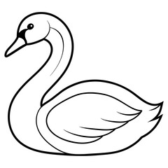 swan isolated mascot,swan silhouette,swan vector,icon,svg,characters,Holiday t shirt,black swan drawn trendy logo Vector illustration,swan line art on a white background