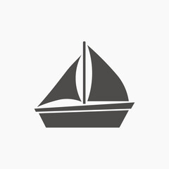 Boat, sail, ship, yacht, sailing icon vector	