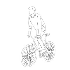 man on a bicycle, sketch on a white background vector