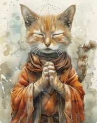  generative illustration of a monk cat in a fabulous style