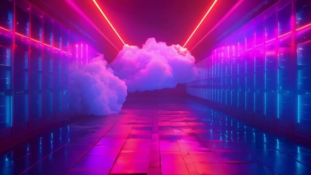 Seamless Integration: Cloud Technology Fusing Servers and Devices. Concept Cloud Technology, Server Integration, Device Connectivity, Seamless Solutions