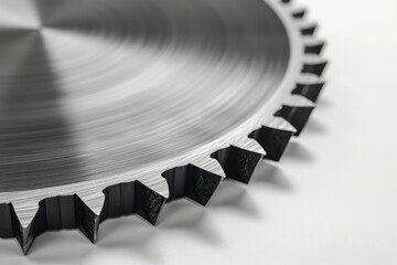 new power saw blade closeup on white isolated background . photo on white isolated background