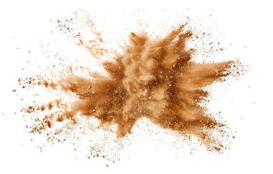 beige color powder pulver explosion isolated on white or transparent png
