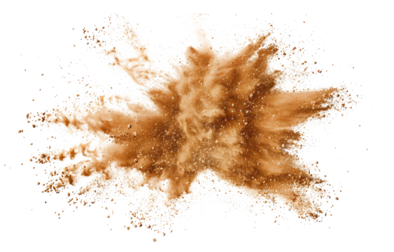 beige color powder pulver explosion isolated on white or transparent png