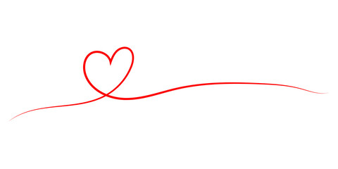 heart line. drawing of red heart isolated on white background, love and romance symbol line art png