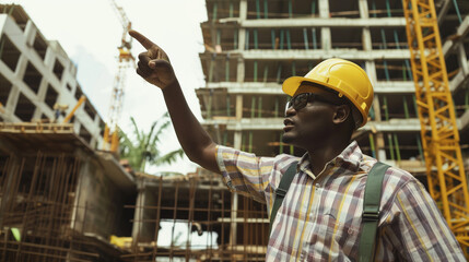 construction workers at work - obrazy, fototapety, plakaty