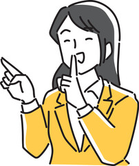 指差して内緒にしてねとお願いしている女性