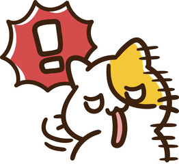 すごい形相で振り向くかわいいねこのキャラクターのコミカルなイラスト