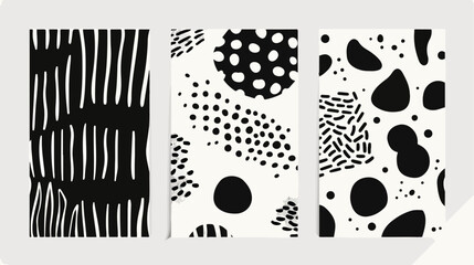 Hand drawn Four Shapes objects dots shadows. Abstract