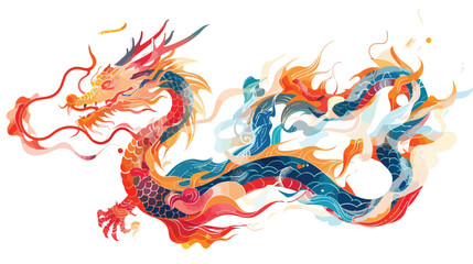 Hand drawn isolated abstract Dragon. Japanese or Chine