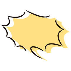 シンプルなギザギザの手描き吹き出し（カラー・単体・横書き）