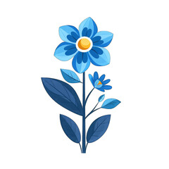 Minimalistic Blue Star Flower Vector Illustration on White Background - Clean and Simple Design for Graphic Projects