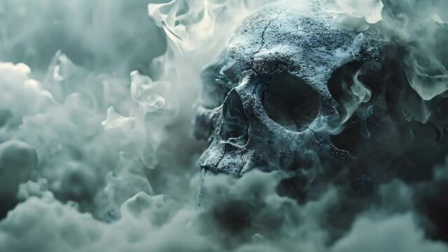 Smoke-Enshrouded Skull: Minimalist Memento Mori. Concept Memento Mori, Skull Photography, Smoke Effect, Minimalist Art