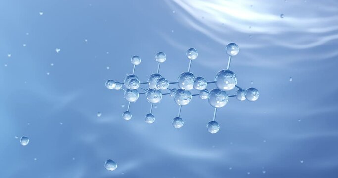 Octane rotating molecular structure, 3d model of molecule, hydrocarbon, looped video