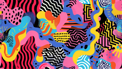 Psychedelic seamless pattern with geometric shape