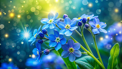 Enchanted Blue Forget-Me-Nots in Magical Light