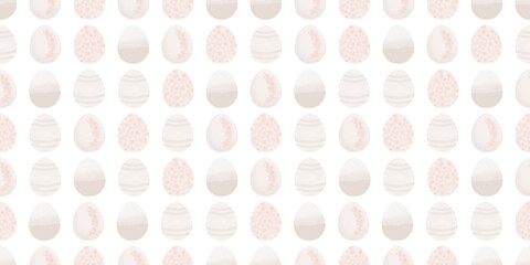 Cute illustration with colorful Easter eggs with watercolor texture, spring banner