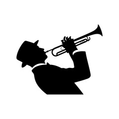 Black Vector Silhouette of a Trumpet, Symbolizing Vibrant Musical Brilliance and Soulful Jazz- trumpet Illustration- trumpet vector stock 