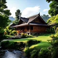 Obraz premium Traditional oriental house, elegant and stylish house