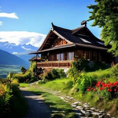 Fototapeta premium Traditional oriental house, elegant and stylish house