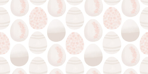 Cute illustration with colorful Easter eggs with watercolor texture, spring banner