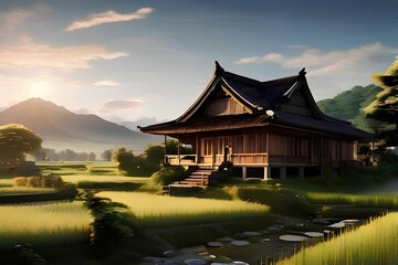 Obraz premium Traditional oriental house, elegant and stylish house
