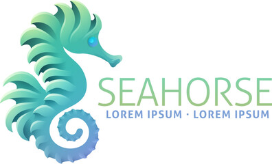 A seahorse or sea horse fish animal design icon mascot concept