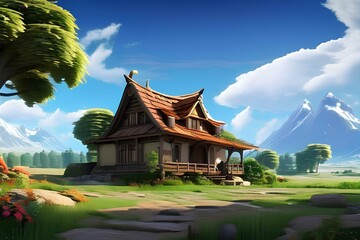 Fototapeta premium Traditional oriental house, elegant and stylish house