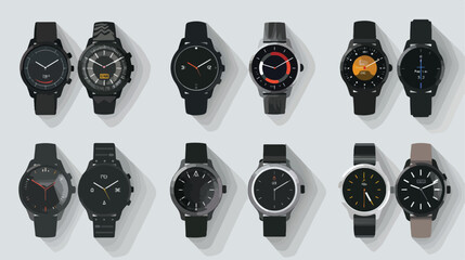 Set of sport electronic smart watches with different