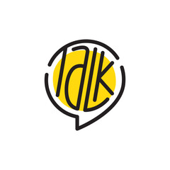 chat bubble line art illustration talk lettering logo design