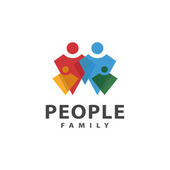people community vector illustration overlapping logo design