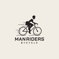 bicycle man riders silhouette logo design