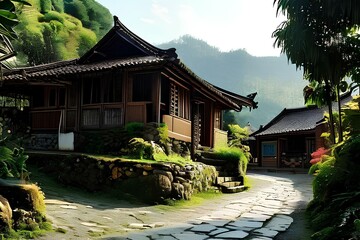 Obraz premium Traditional oriental house, elegant and stylish house