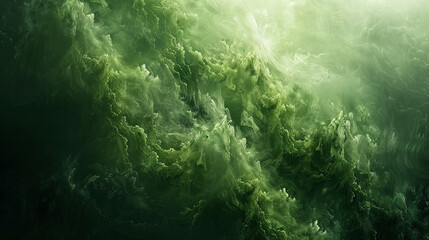 Fototapeta premium green nature landscape wallpaper background illustration, generated through AI technology. This realistic HD image showcases the ethereal beauty of nature's untamed landscape.