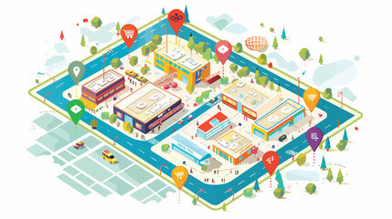 Shopping mall map concept vector. City shopping trade
