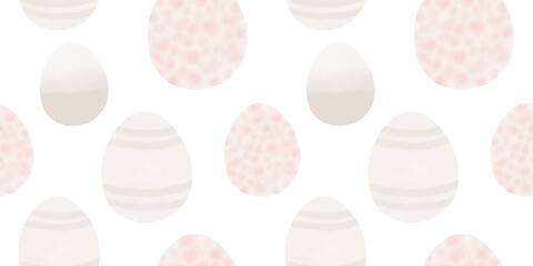 Cute illustration with colorful Easter eggs with watercolor texture, spring banner