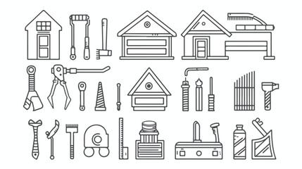 Home repair and decoration thin line icons set vector