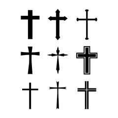 a set of images of crosses. Vector illustration.