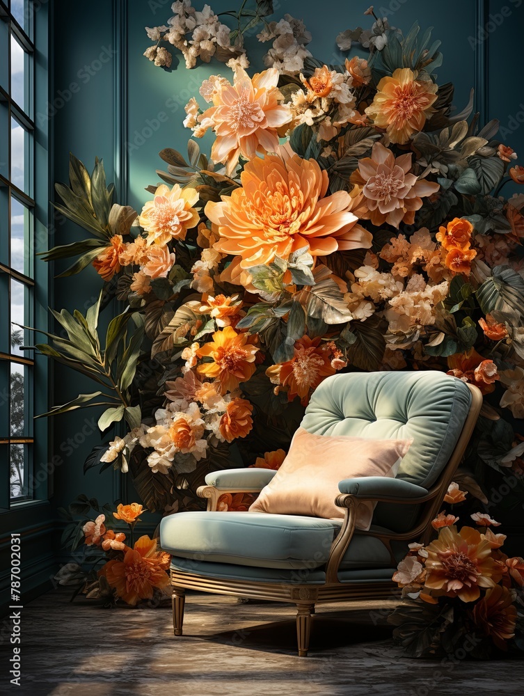 Poster Transform your design with vibrant floral patterns and botanical textures. Add a fresh touch to your projects with nature-inspired elements. Perfect for a lively and dynamic aesthetic, Generative AI.