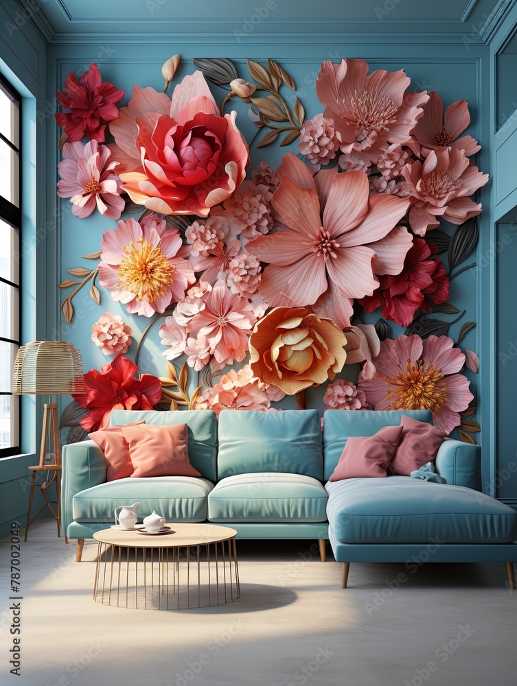 Poster Transform your design with vibrant floral patterns and botanical textures. Add a fresh touch to your projects with nature-inspired elements. Perfect for a lively and dynamic aesthetic, Generative AI.