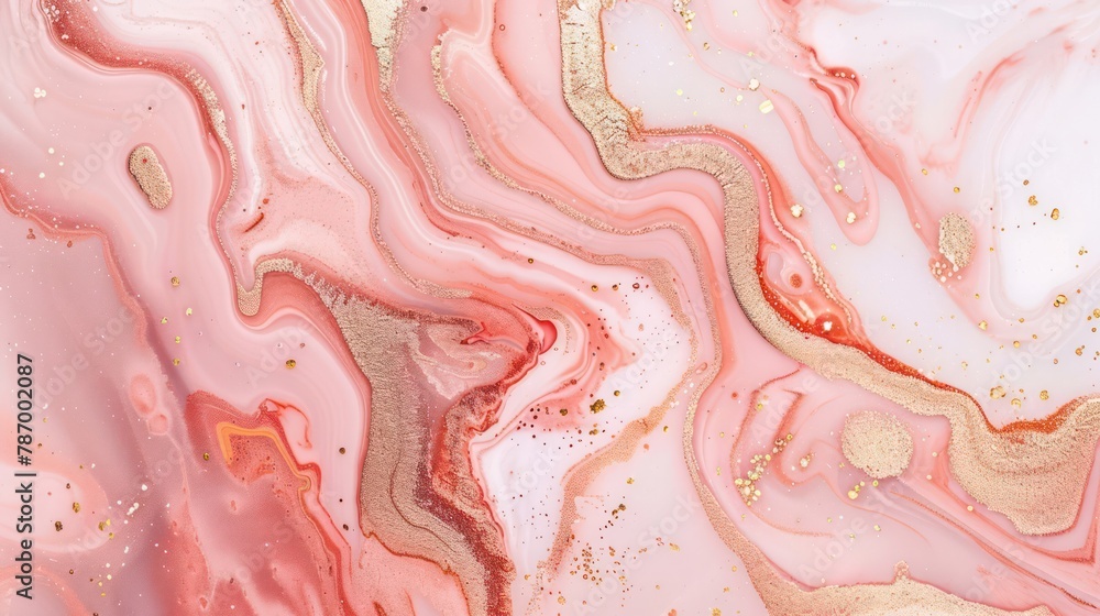 Poster this image captures the swirling patterns of pink and gold creating a marbleized effect, with hints 